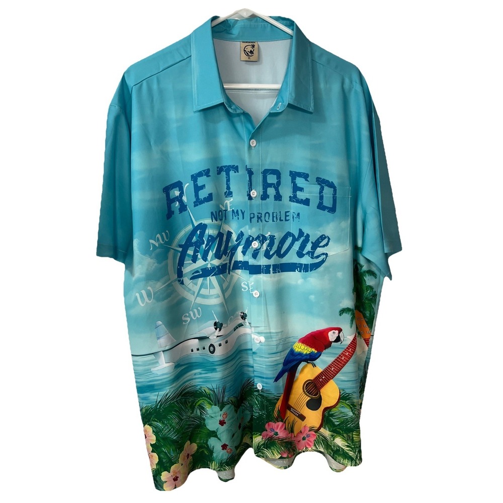 Hardaddy Men's Short Sleeve Retired Not My Problem Anymore Hawaiian Shirt Sz XL
